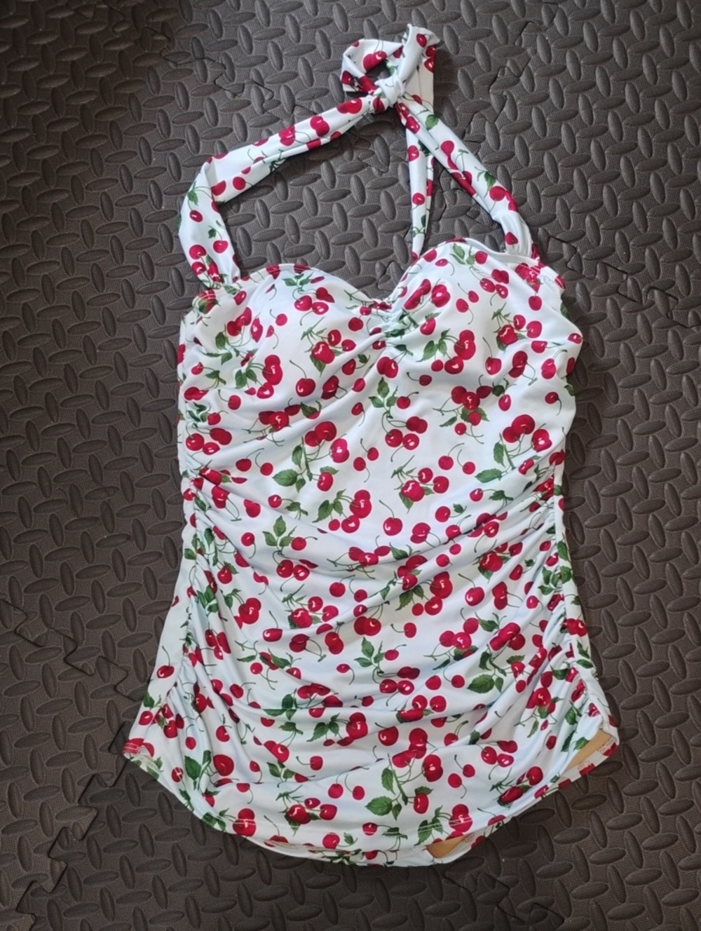 Esther Williams Retro Cherry-Print Halter One-Piece Swimsuit